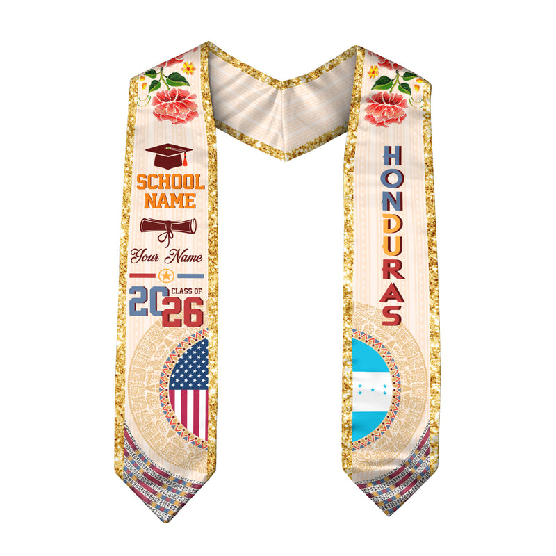 Honduran Flag Graduation Sash 2026, Honduras Stole, Custom Detail Option for Grads