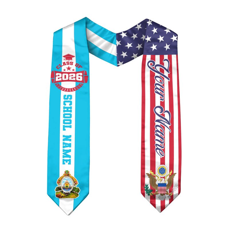 Class of 2026 Honduras Graduation Stole, Honduran Flag Sash, Custom Style Accessory