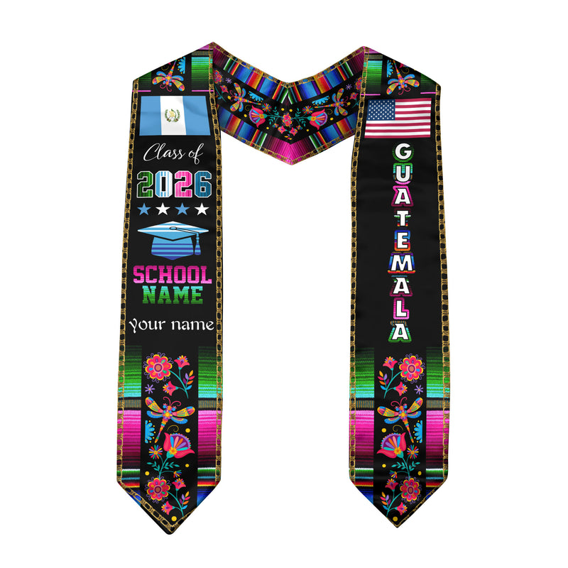 Guatemala Graduation Sash 2026, Guatemalan Flag Graduation Stole, Personalized Finish for Grads