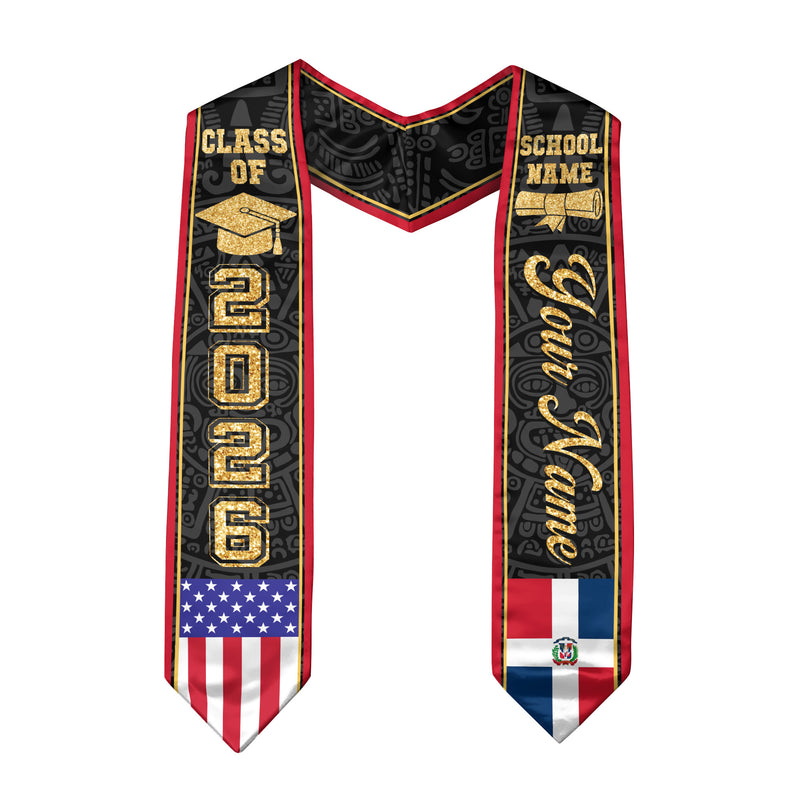 Dominican Republic Flag Graduation Stole 2026, Dominican Republic Stole Sash, Personalized Finish for Grads