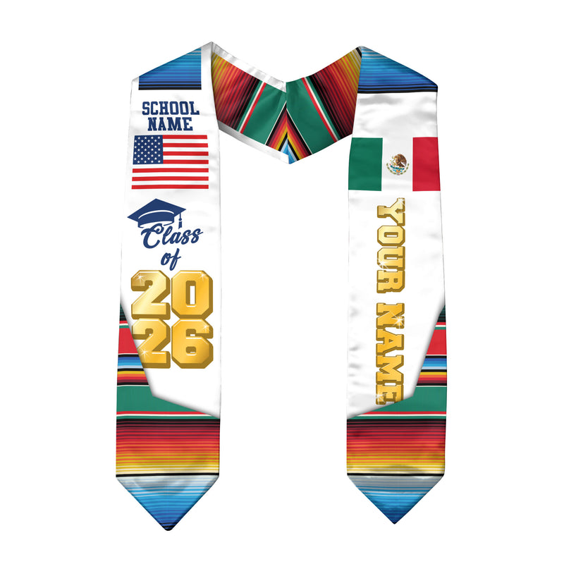 Mexican Stole 2026, Mexico Graduation Stole, Mexican American Flag Sash