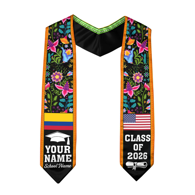 Customized Colombia Graduation Stole, Colombia Custom, Colombian Flag Stole, Custom Graduation Sash 2026, Class of 2026