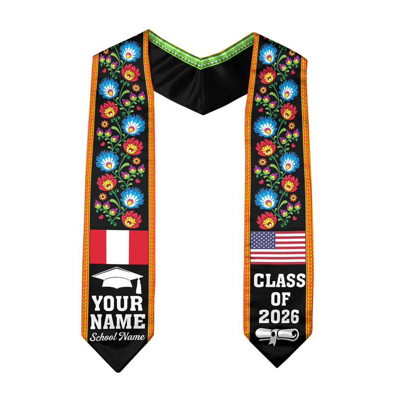 Customized Peru Graduation Stole, Peru Custom, Peruvian Flag Stole, Custom Graduation Sash 2026, Class of 2026