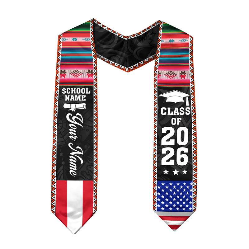 Customized Peru Graduation Sash, Peru Flag Graduation Stole, Personalized Graduation Accessory 2026