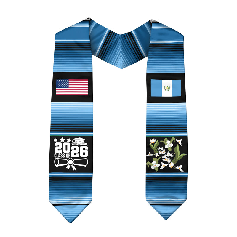 Guatemalan Graduation Stole 2026, Guatemala Flag Sash, Formal Graduation Stole Style