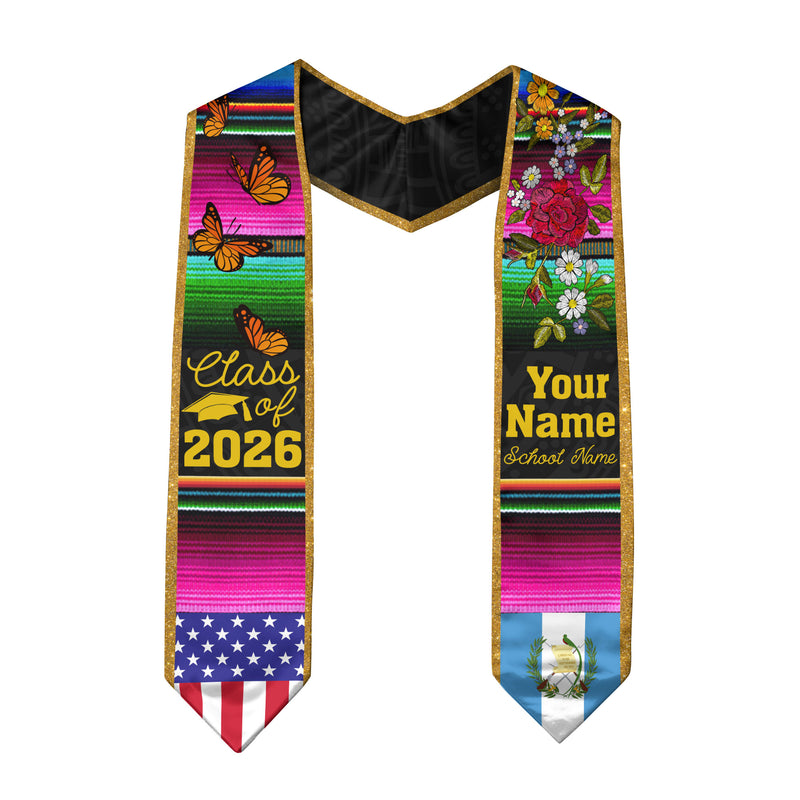 2026 Guatemala Flag Graduation Sash, Guatemala Stole, Personal Detail Option