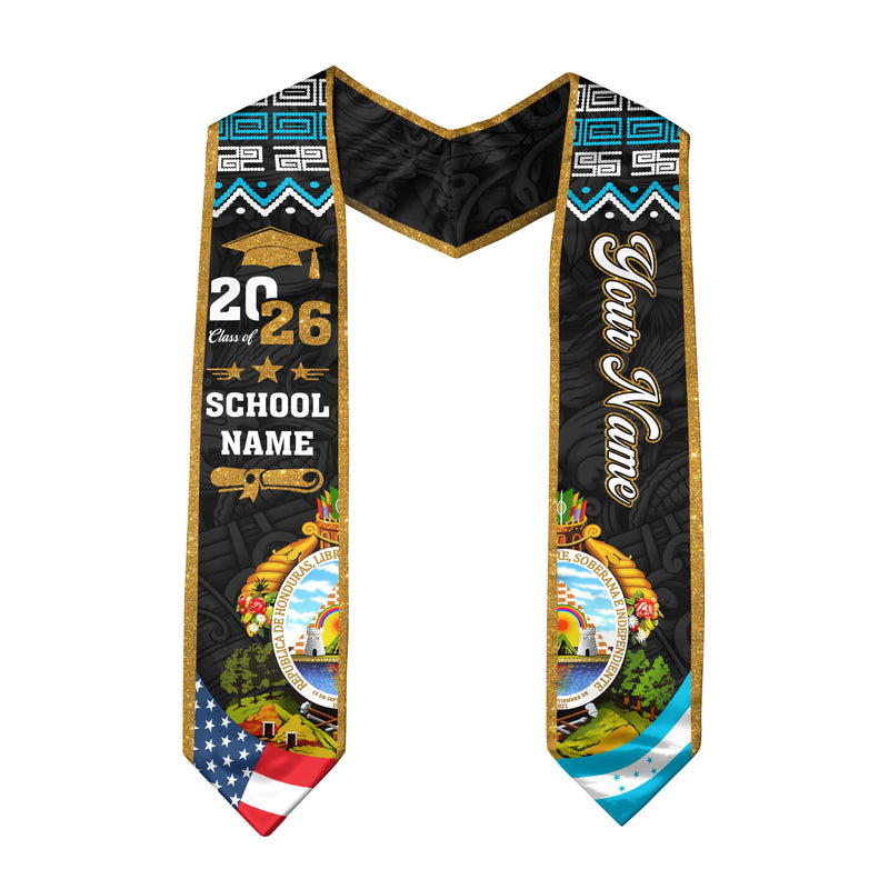 Honduras Flag Sash 2026, Honduras Graduation Stole, Custom Detail Option