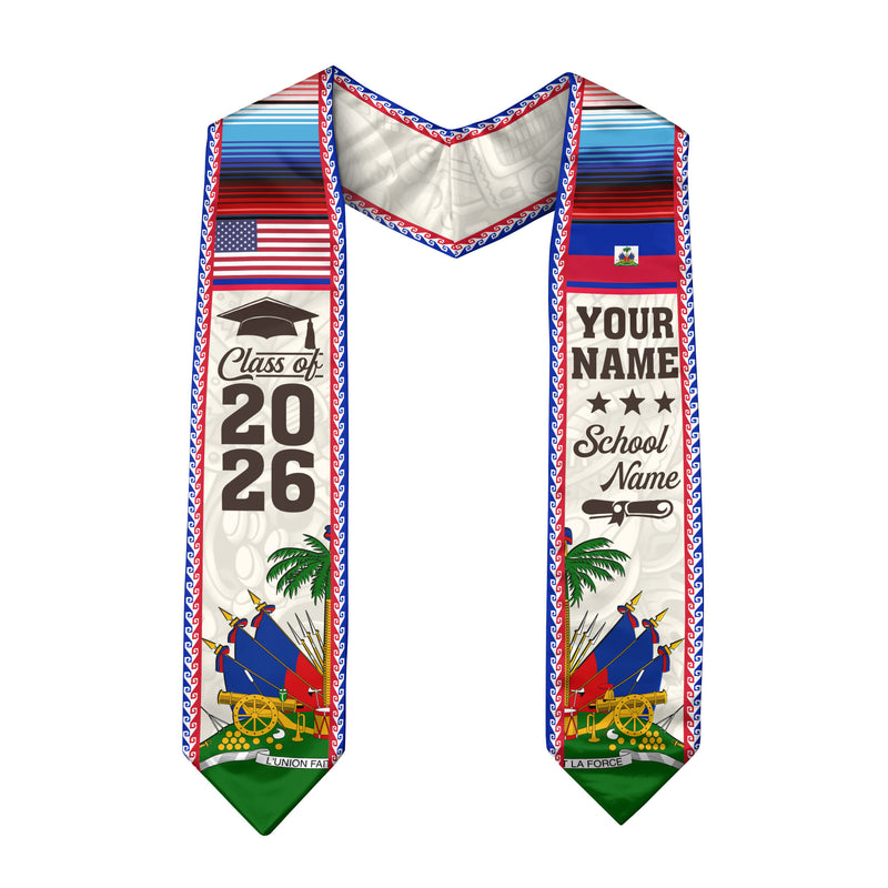 2026 Haiti Graduation Sash, Haitian Flag Stole, Personalized Detail Option