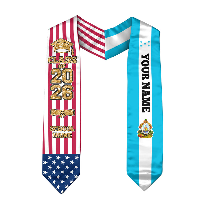 Customized Honduras Graduation Stole Featuring Honduran Flag Design, Graduation Sash 2026
