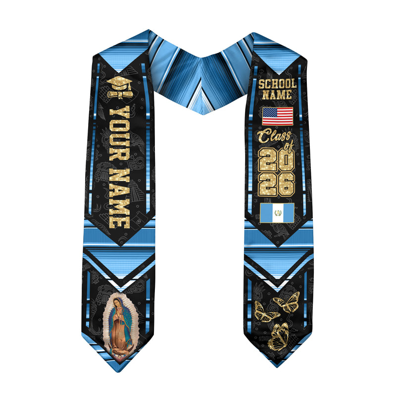 2026 Guatemala Graduation Stole, Guatemala Flag Stole, Guatemala Sash