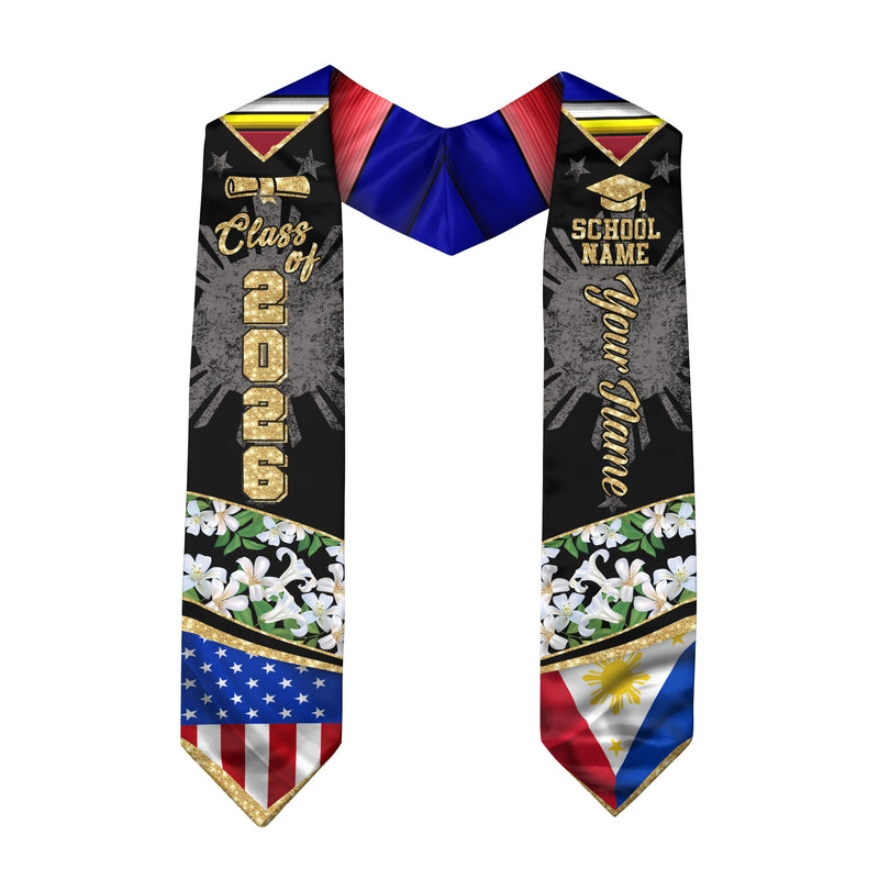 Philippines Graduation Sash 2026, Filipino Graduation Stole, Stole with Personalized Finish