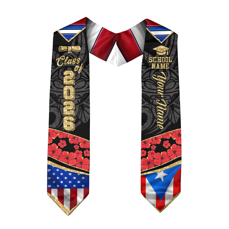 Puerto Rico Graduation Sash 2026, Puerto Rican Graduation Stole, Personalized Finish Stole