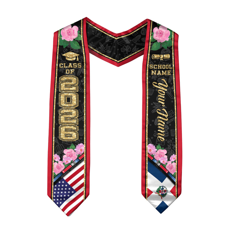 Dominican Graduation Stole 2026, Dominican Flag Sash, Custom Accent Graduation Stole 2026