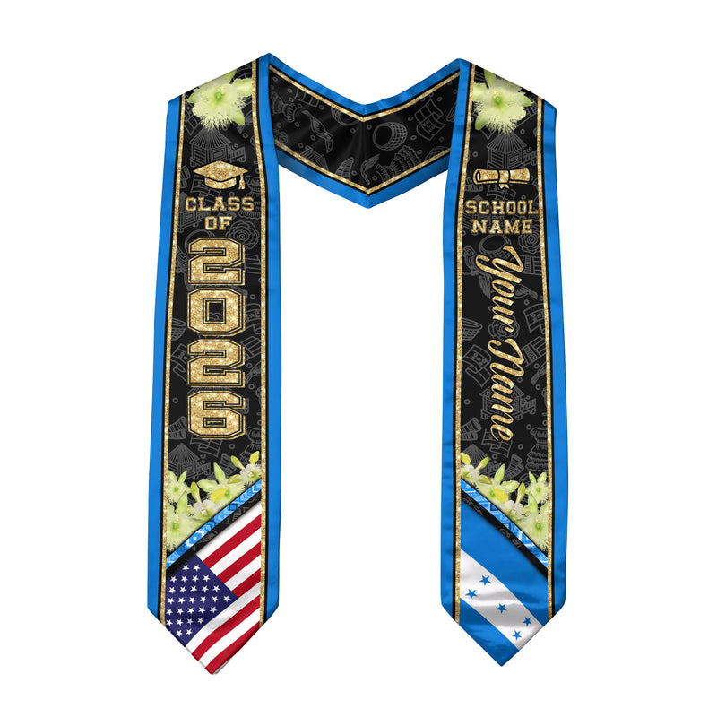 Honduras Graduation Stole 2026, Honduran Flag Sash, Custom Accent for Class of 2026