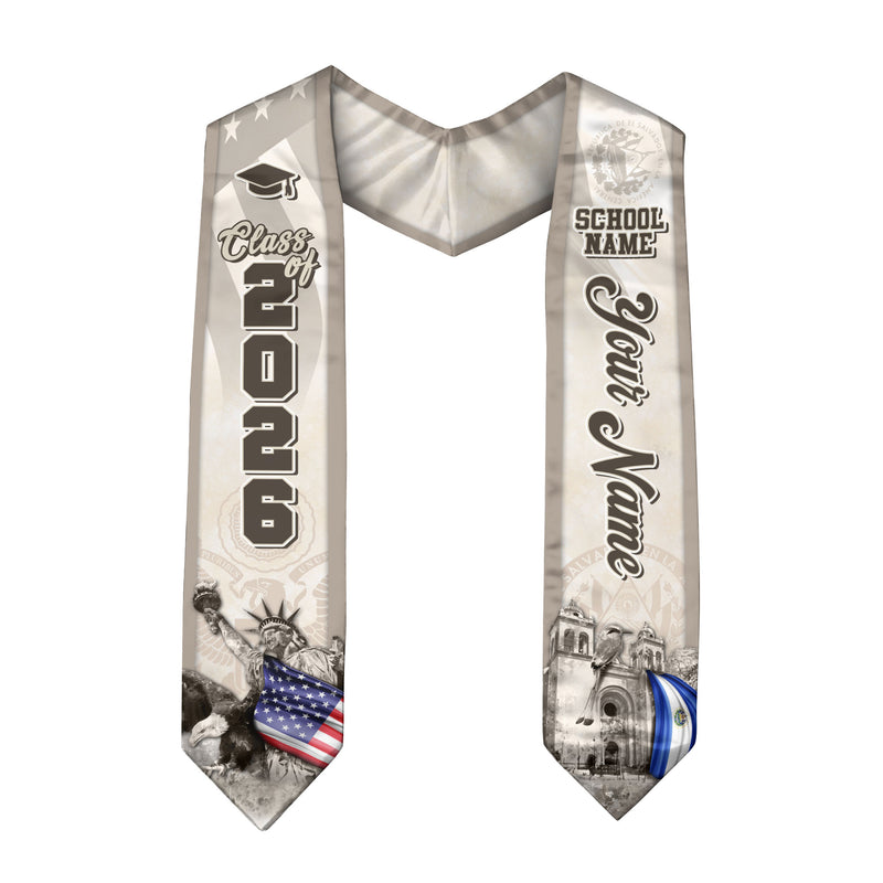 Salvadoran Flag Graduation Stole 2026, El Salvador Stole Sash, Custom Touch for 2026