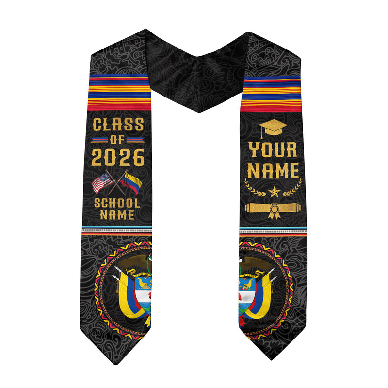 Colombian Graduation Stole 2026, National Flag Inspired Graduation Sash for Colombia Graduates