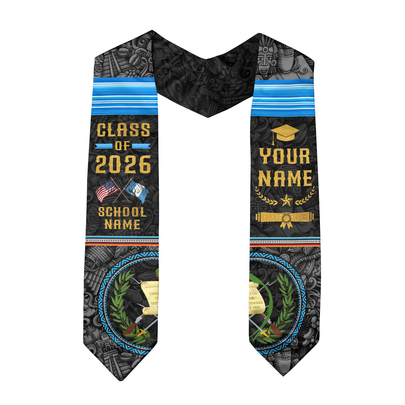 Customized Guatemalan Flag Graduation Sash 2026, Guatemala Graduation Stole, Custom Academic Style