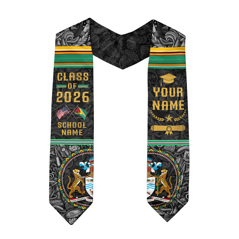 Custom Guyana Graduation Sash 2026, Guyanese Flag Stole, Guyana Graduation Stole 2026