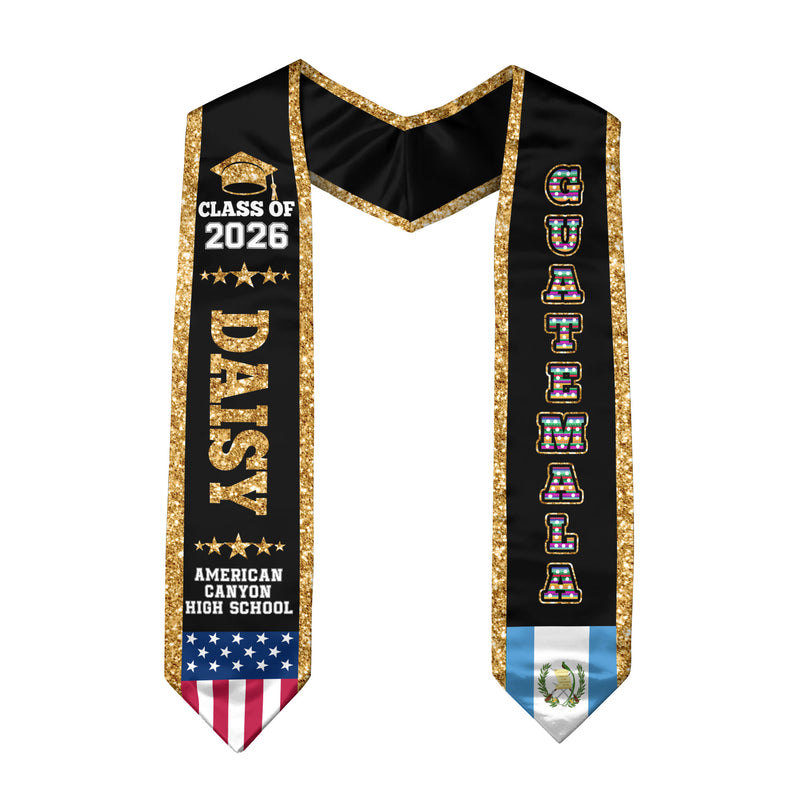 2026 Guatemala Flag Graduation Stole, Guatemala Sash, Personal Detail Option for Grads