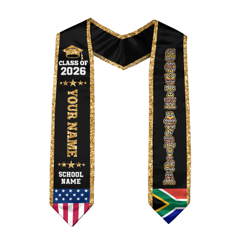 SouthAfrica Graduation Stole 2026, Flag Sash, Personal Detail Option for Grads Ceremony