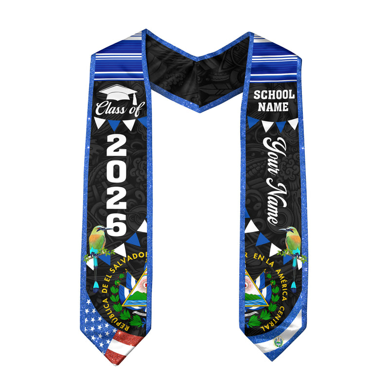Customized El Salvador Graduation Sash, El Salvador Flag Graduation Stole, Personalized Graduation Stole 2026