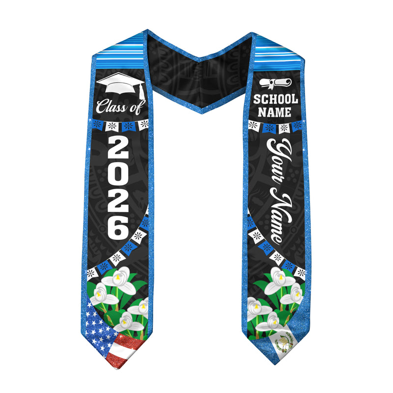 Customized Guatemala Graduation Sash, Guatemala Flag Graduation Stole, Personalized Graduation Stole 2026