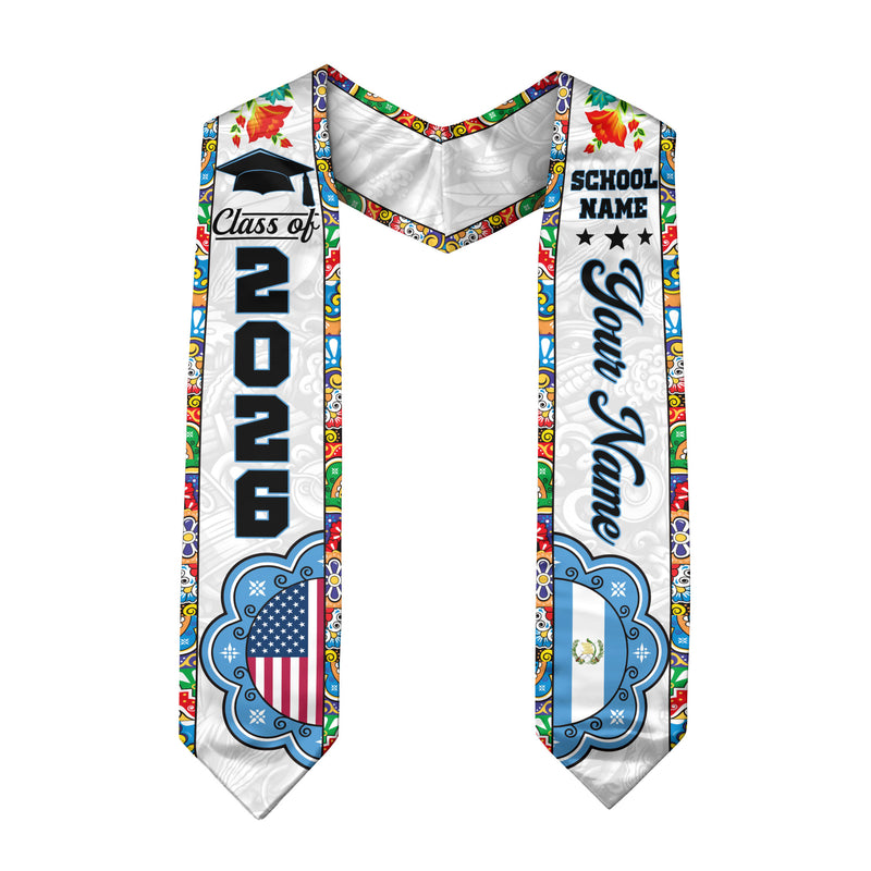 Customized Guatemala American Graduation Stole, Guatemala Flag Graduation Sash, Class of 2026