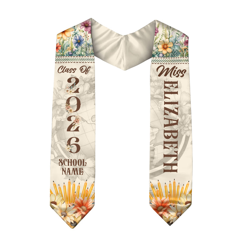 Customized Graduation Stole for Teachers, Academic Achievement Sash Celebrating Class of 2026