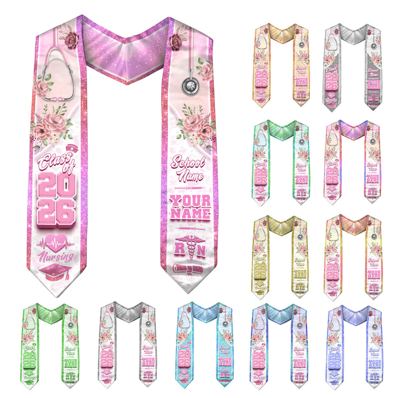 Customized Graduation Stole for RN Nurses, BSN Nursing Ceremony Sash 2026