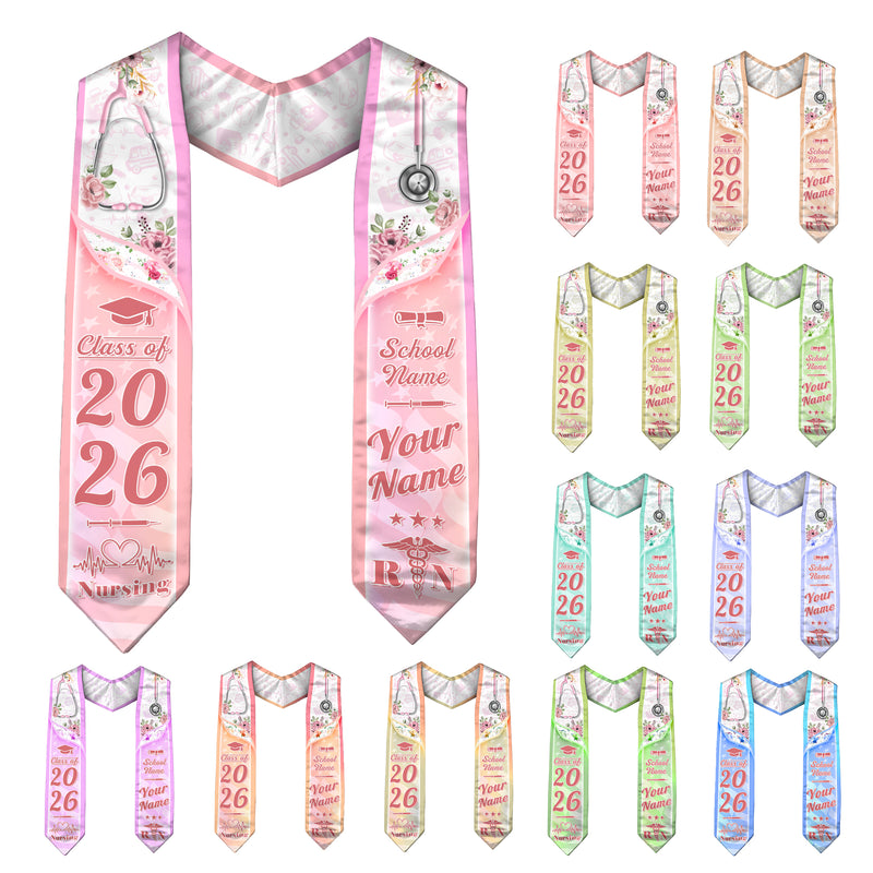Customized Nursing Graduation Stole for Registered Nurses, BSN Celebration Sash 2026