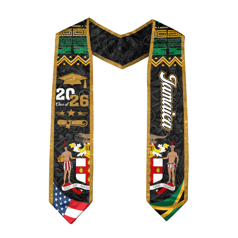 Jamaica American Graduation Stole, Jamaica Flag Graduation Sash Class of 2026