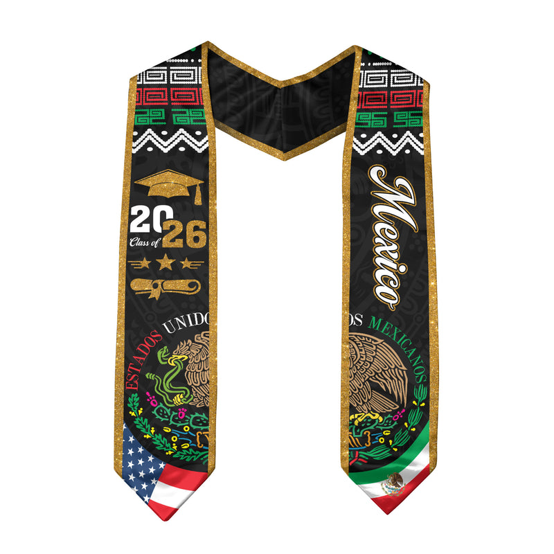 2026 Mexican Flag Stole, Mexico Graduation Sash for Graduates, Traditional Graduation Wear