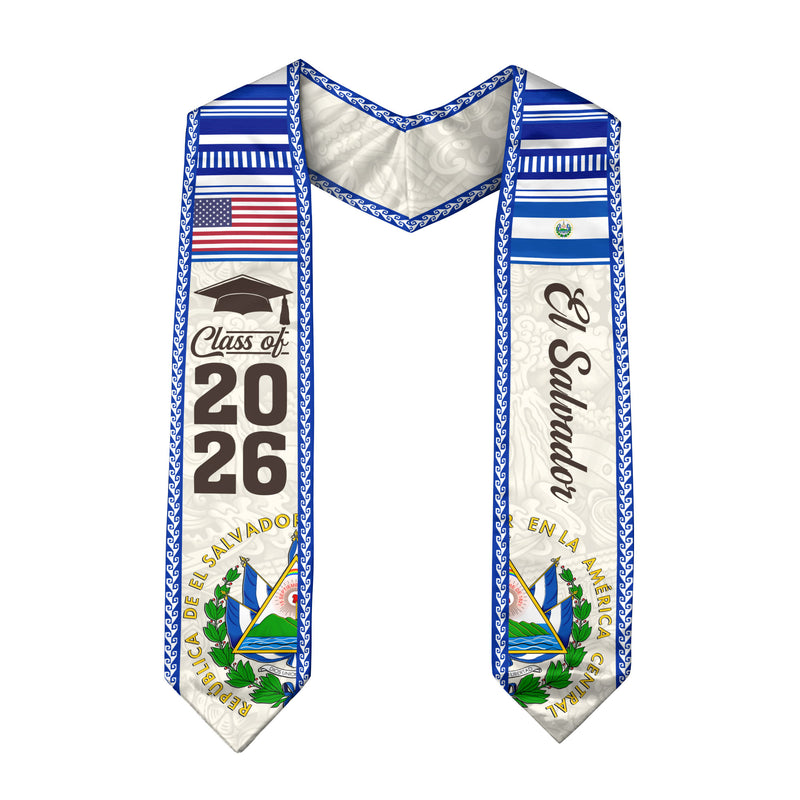 El Salvador American Graduation Stole, El Salvador Flag Graduation Sash Class of 2026