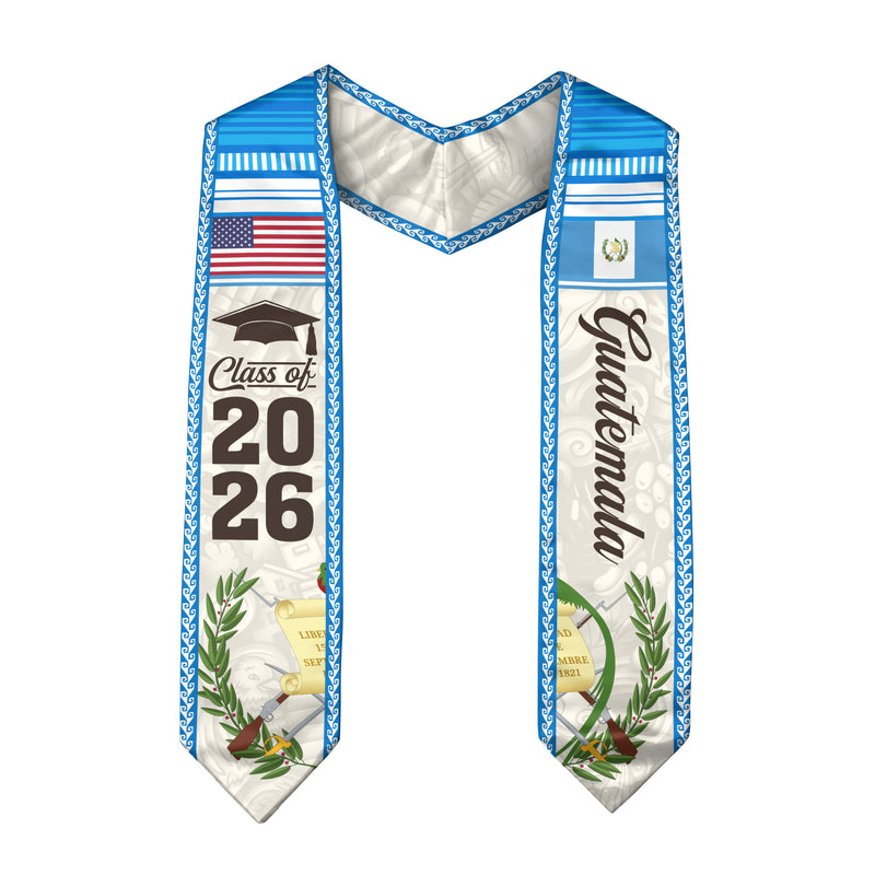 Guatemala Flag Graduation Stole 2026, Guatemalan Graduation Stole 2026