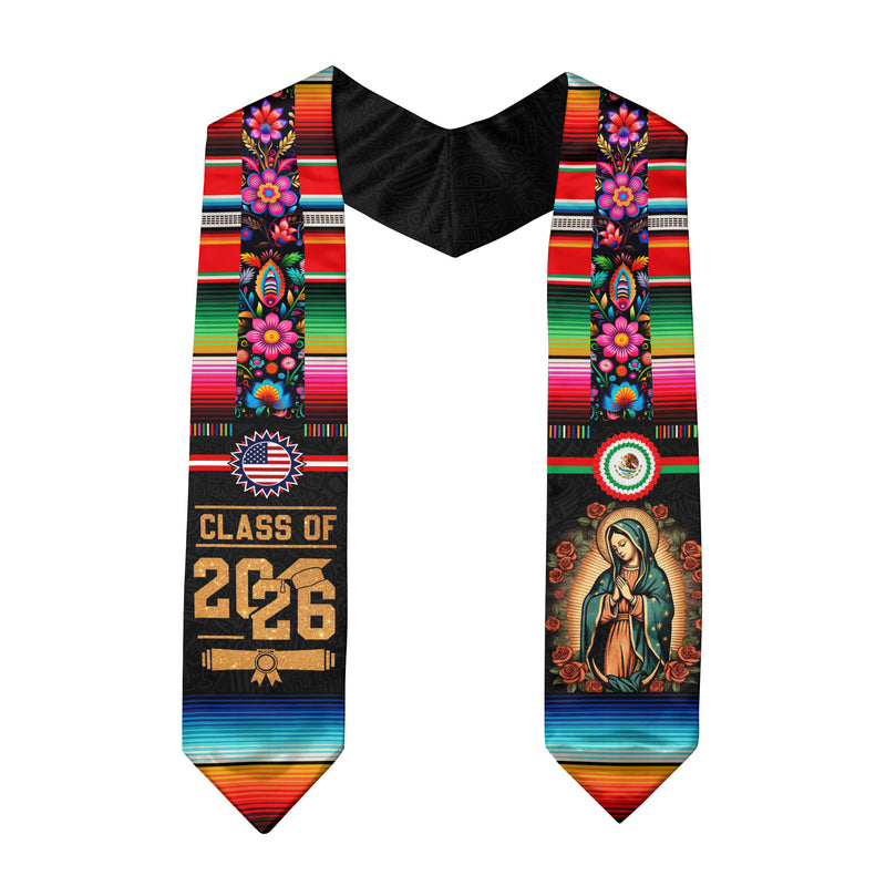 2026 Mexican Graduation Sash, Mexican American Flag Sash, Mexico Graduation Stole