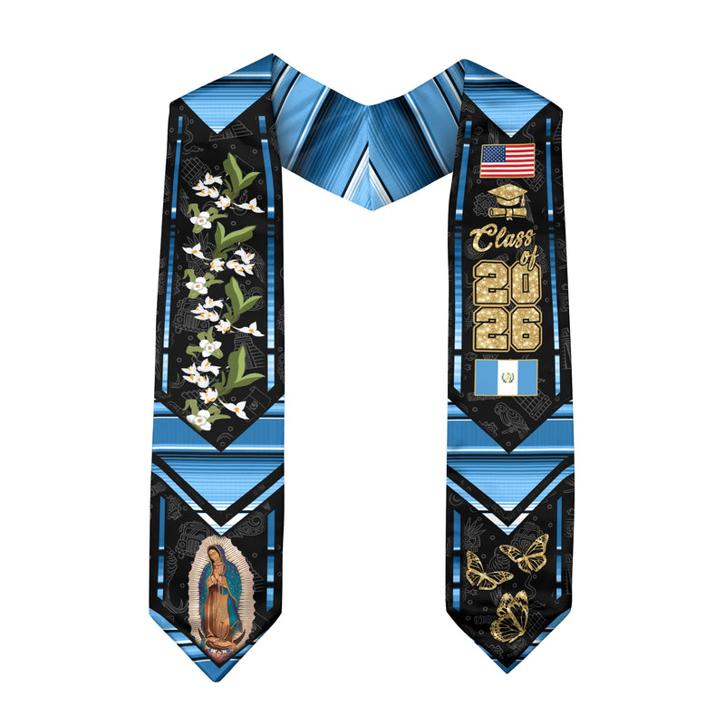 Guatemala Graduation Stole 2026, Guatemalan Flag Sash, Classic Graduation Stole Design