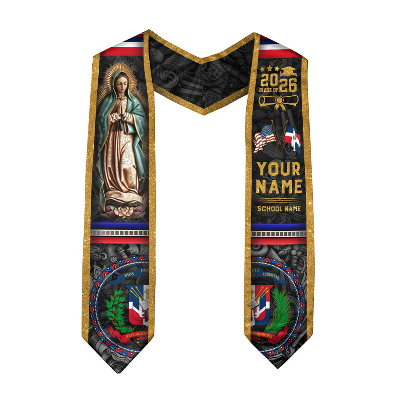 Dominican Graduation Stole 2026, Dominican Flag Sash, Custom Detail Option for Graduates
