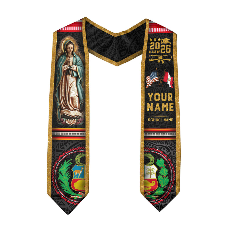 Peru Graduation Stole 2026, Peruvian Flag Sash, Tailored Detail for Class of 2026 Grads