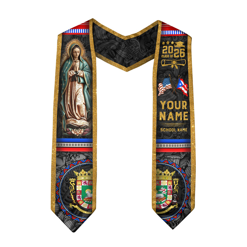 Puerto Rico Graduation Stole 2026, Puerto Rican Flag Sash, Custom Detail Option for Grads, Puerto Rico Sash