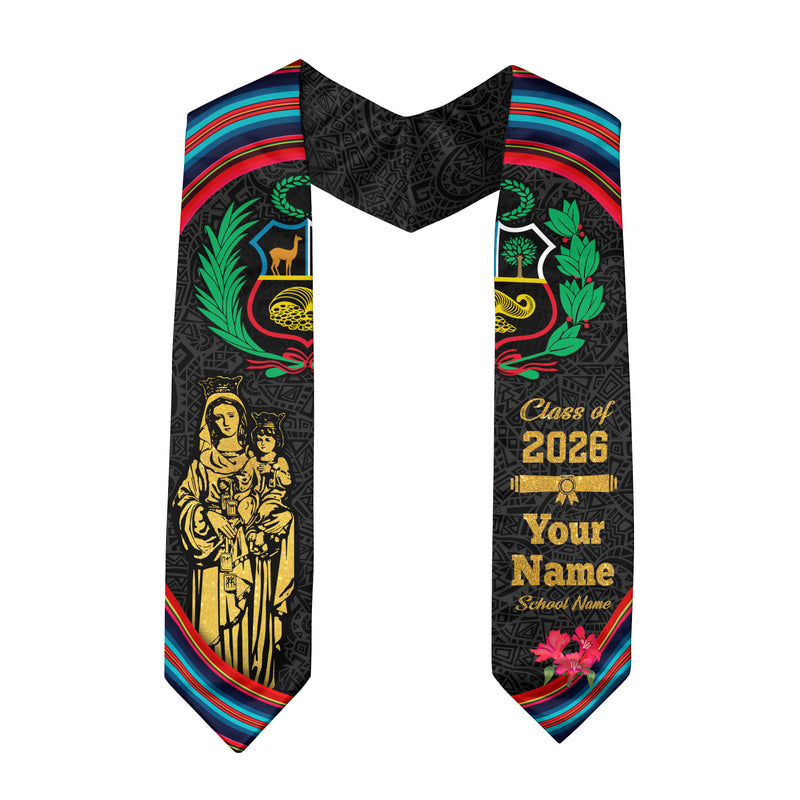 Peruvian Flag Graduation Sash 2026, Peru Graduation Stole, Bespoke Touch for Graduates