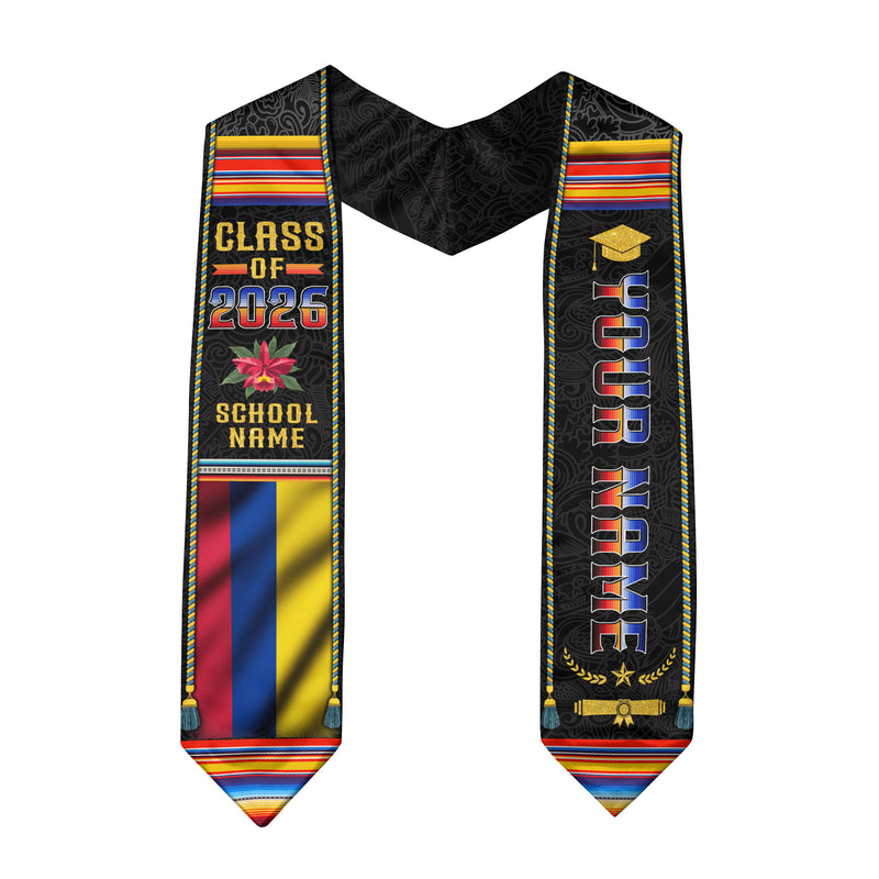 Colombia Flag Graduation Stole 2026, Colombian Grad Sash, Bespoke Touch Accessory