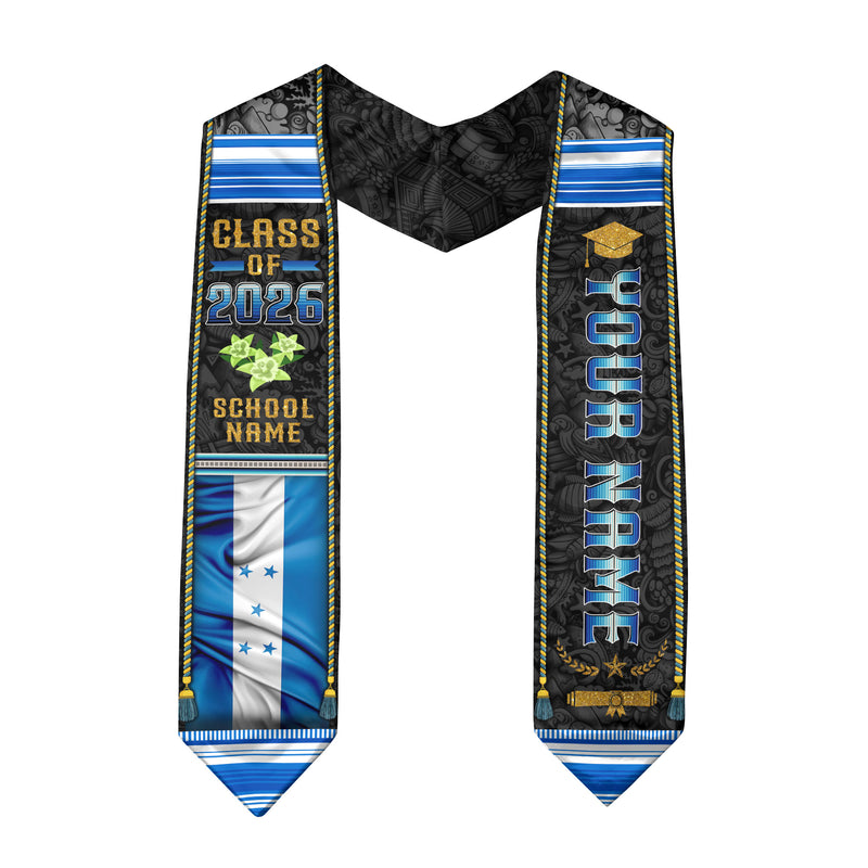 Honduran Graduation Stole 2026, Honduras Flag Sash, Graduation Stole with Custom Details