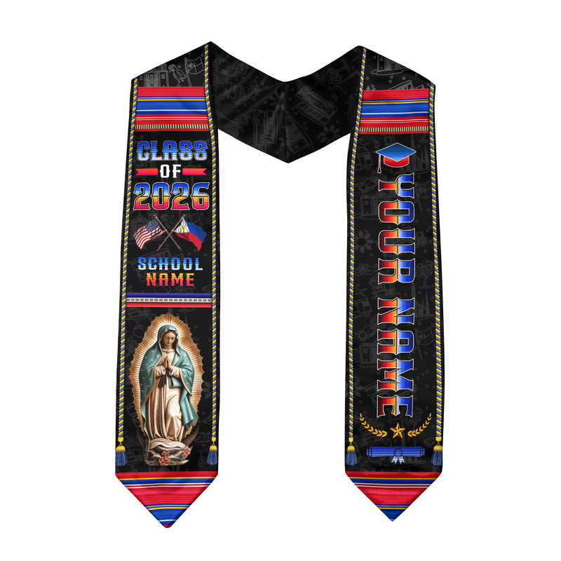 Custom Philippines Graduation Sash 2026, Filipino Flag Stole, Graduation Stole 2026