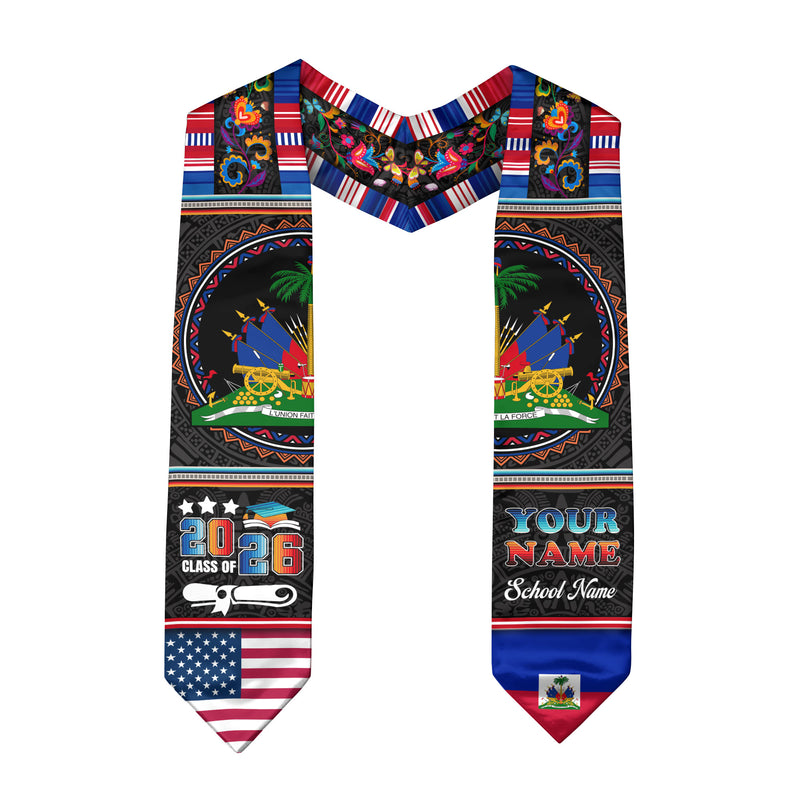 Haitian Graduation Stole 2026, Haiti Flag Sash, Personalized Touch for 2026 Graduates