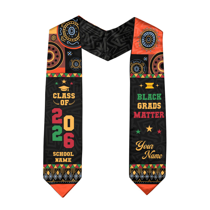 Africa Graduation Stole 2026, African Flag Sash, Class of 2026 Custom Trim for Grads
