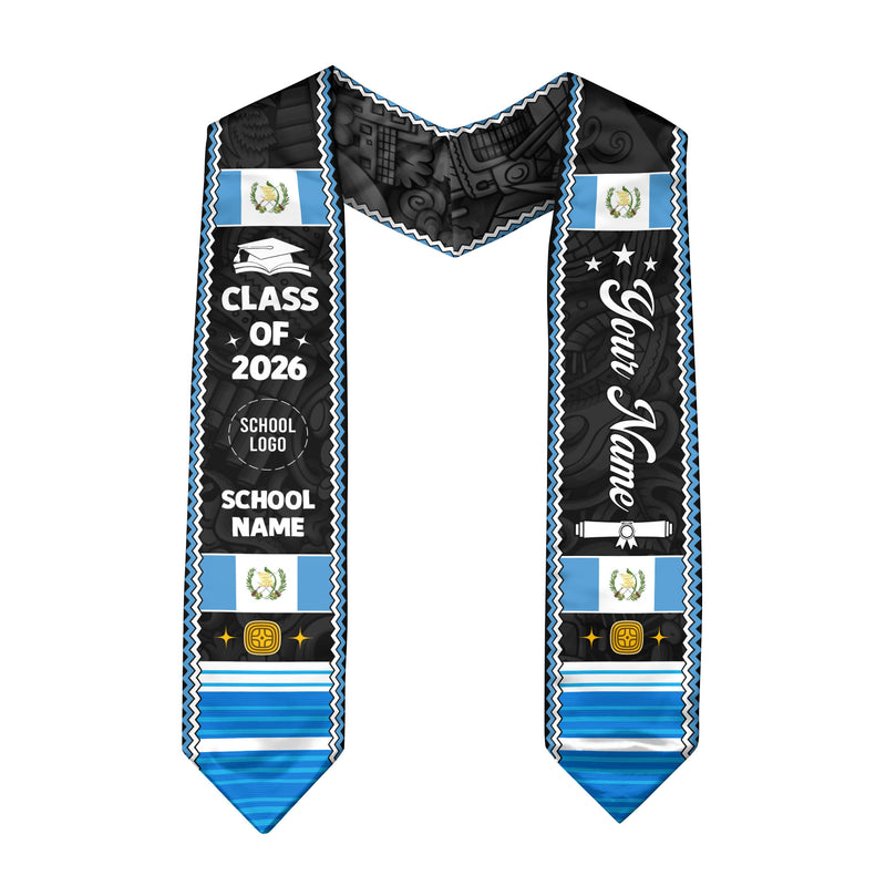 Customized Guatemala Flag Graduation Stole 2026, Guatemalan Graduation Sash, Polished Custom Look