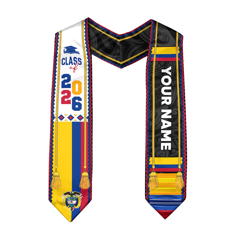2026 Colombian Graduation Stole, Colombia Flag Stole, Custom Sash for Graduation