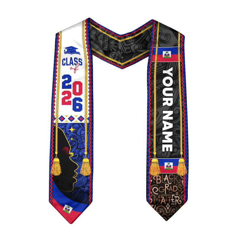 Custom Stole for Haiti Graduation, Haitian Flag Stole 2026, Haiti Graduation Sash, Stole Haiti
