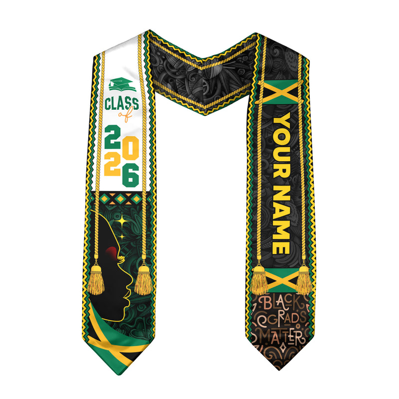 2026 Jamaican Stole, Custom Jamaican Flag Sash, Graduation Stole, Flag Inspired Stole