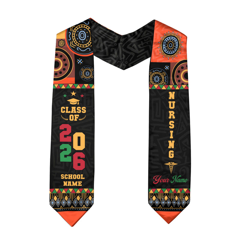 Customized African American Nursing Graduation Stole, RN BSN Nurse Ceremony Sash 2026